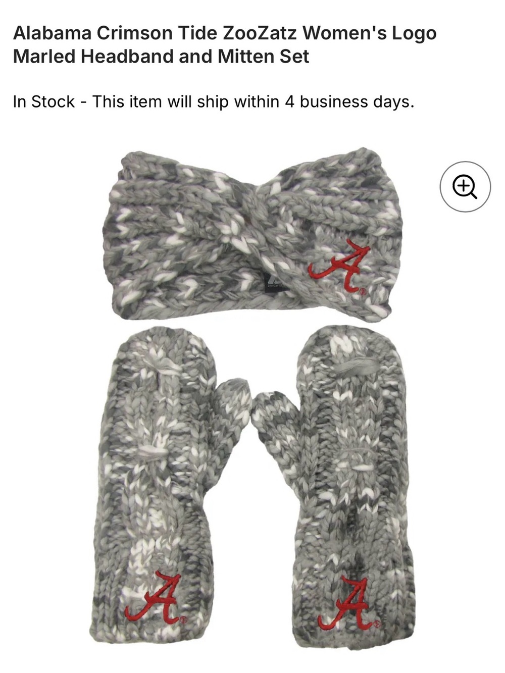 Alabama headband and mittens set